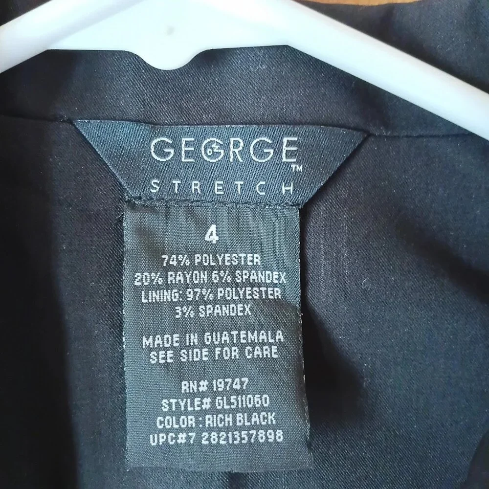 George Stretch Women’s Black Blazer Size 4 Fitted Career Jacket